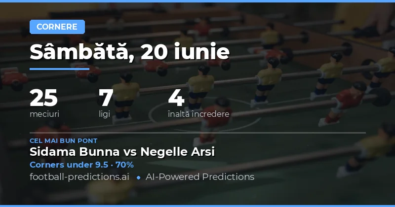 Top Corners O/U Picks pentru 20 Iun 2026