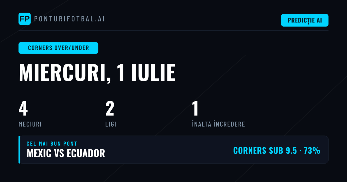 Top Ponturi O/U Corners pentru 1 Iul 2026
