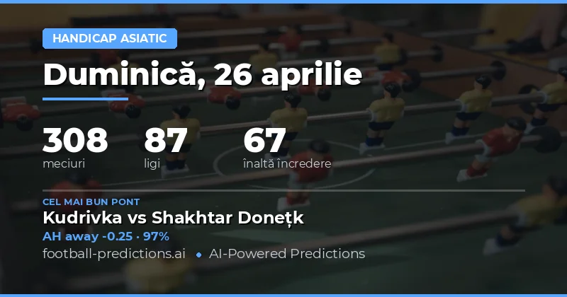 Pronosticuri Asian Handicap pentru 26 Aprilie 2026: Analiză Completă