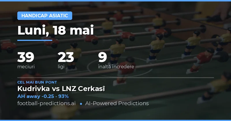 Predicții Asian Handicap pentru 18 Mai 2026