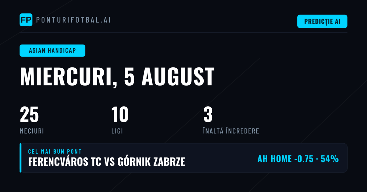 Top AH Picks pentru 5 Aug 2026
