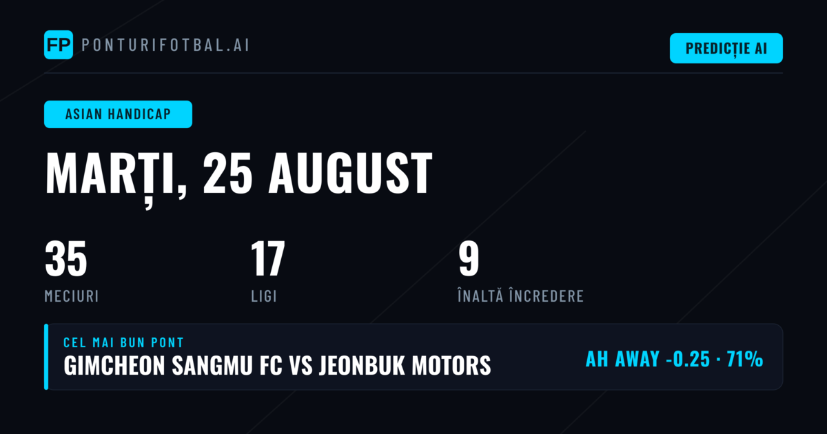 Top ponturi AH pentru 25 Aug 2026