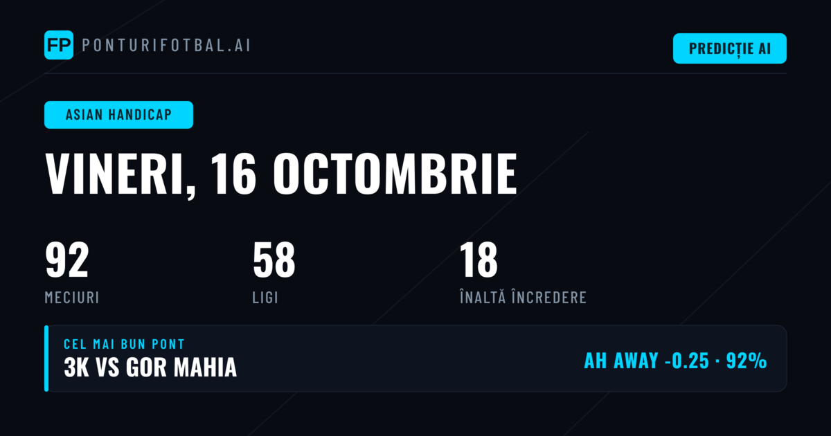 Cele Mai Bune Ponturi AH - 16 Oct 2026