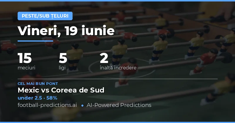 Selecții O/U Goals (19 Iun 2026)