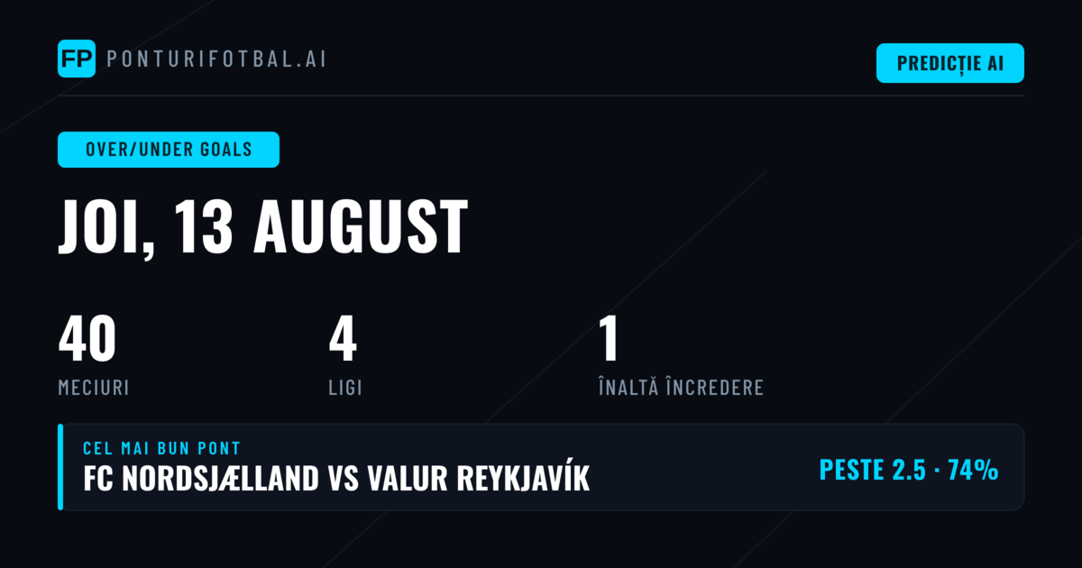 Top O/U Goals Picks (13 Aug 2026)