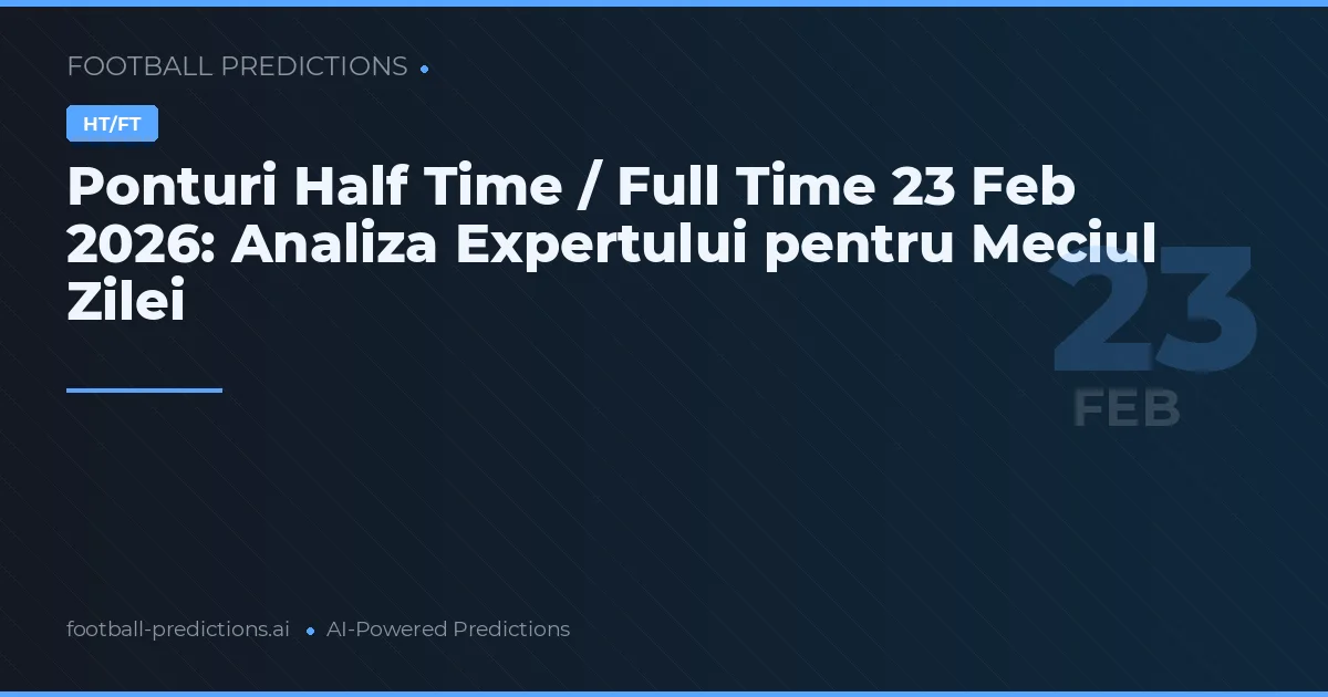Ponturi Half Time / Full Time 23 Feb 2026: Analiza Expertului pentru Meciul Zilei