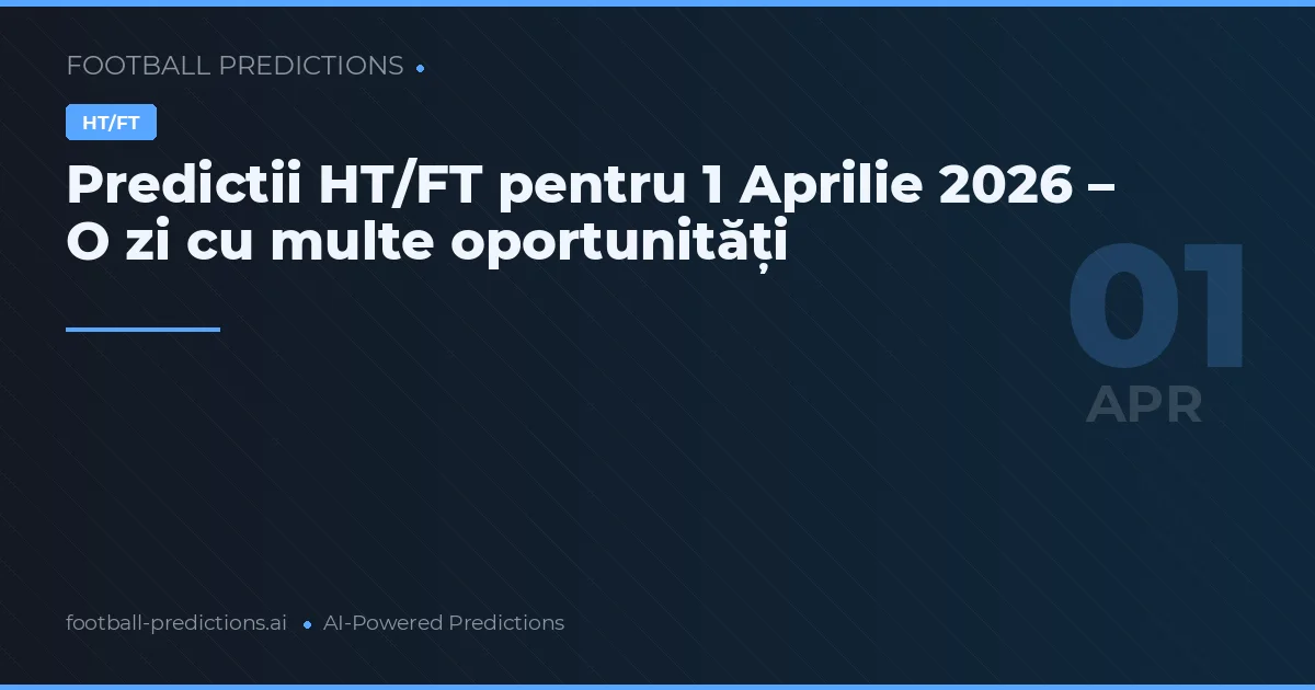 Predictii HT/FT pentru 1 Aprilie 2026 – O zi cu multe oportunități