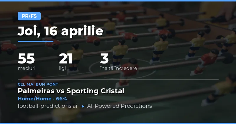 Predictii HT/FT 16 Aprilie 2026 – 55 de meciuri analizate