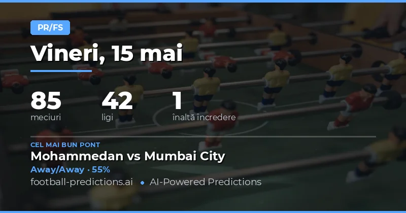 Pregătire pentru Pariurile Half Time / Full Time pe 15 Mai 2026