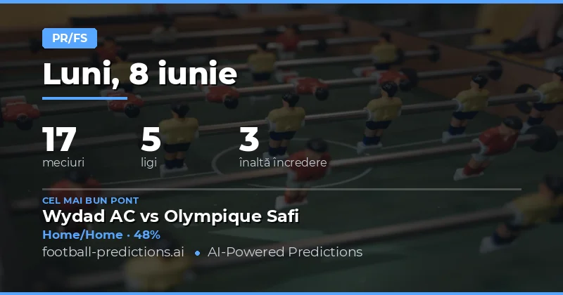 Evaluarea meciurilor HT/FT pentru 8 iunie 2026