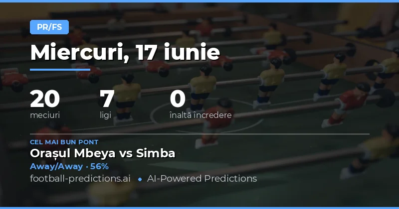 Previziuni HT/FT pentru Duminica, 17 Iunie 2026