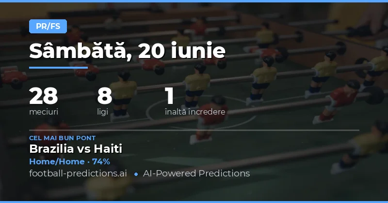 Top HT/FT Ponturi pentru 20 Iun 2026