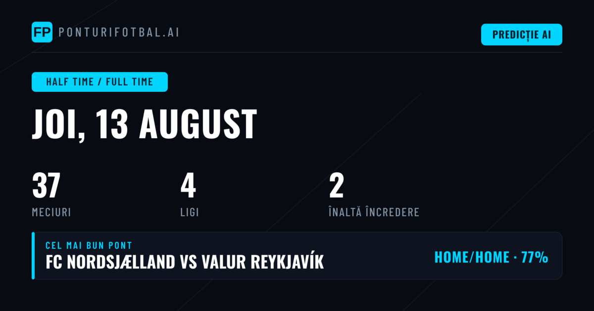 Top HT/FT Picks pentru 13 Aug 2026