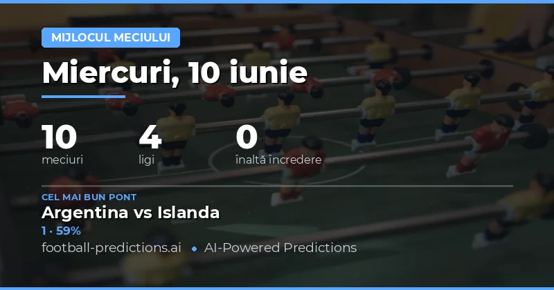 Mijlocul meciului — Pronosticuri și Ponturi Fotbal — Miercuri, 10 iunie, 2026