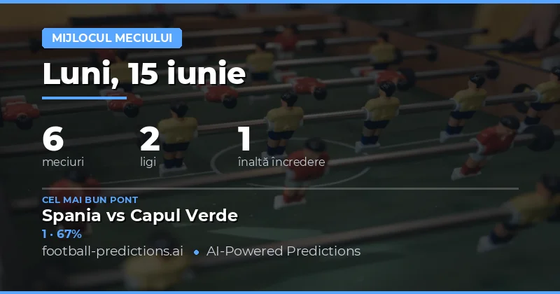 Top Ponturi HT pentru 15 Iun 2026