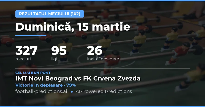 Pronoști introductive pentru rezultate meci 15 Martie 2026
