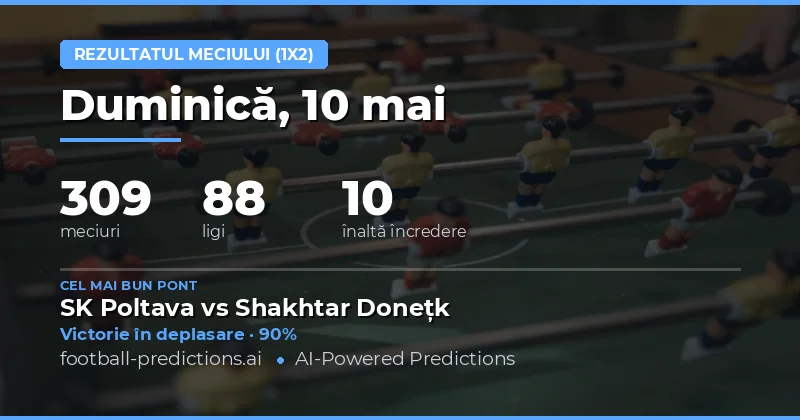Prevedere Generală 1X2 pentru 10 Mai 2026