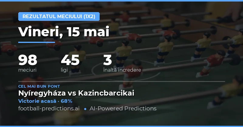 Predicții fotbal 1X2 pentru 15 Mai 2026
