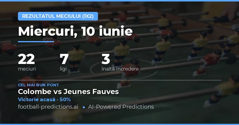 Rezultatul meciului (1X2) — Pronosticuri și Ponturi Fotbal — Miercuri, 10 iunie, 2026
