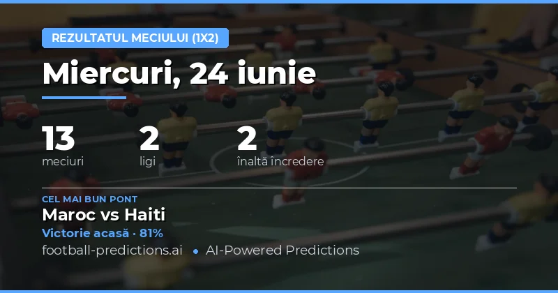 Top Ponturi 1X2 pentru 24 Iun 2026
