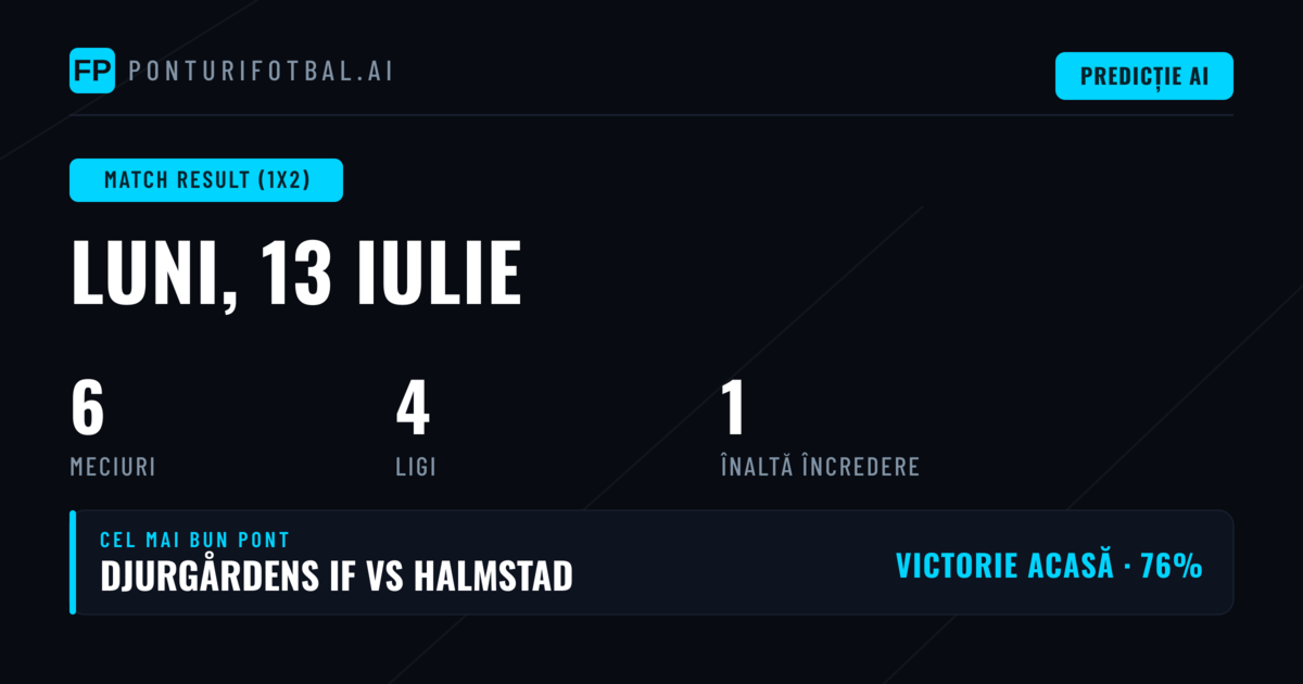 Top 1X2 Picks pentru 13 Iulie 2026