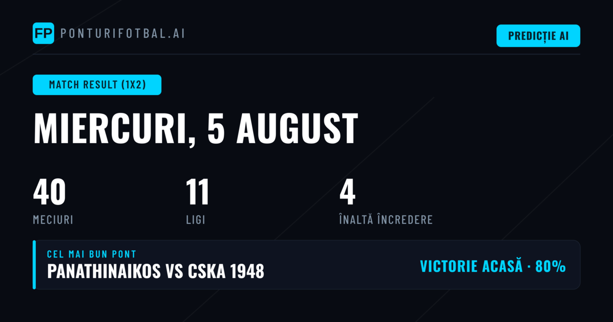 Top 1X2 Ponturi (5 Aug 2026)