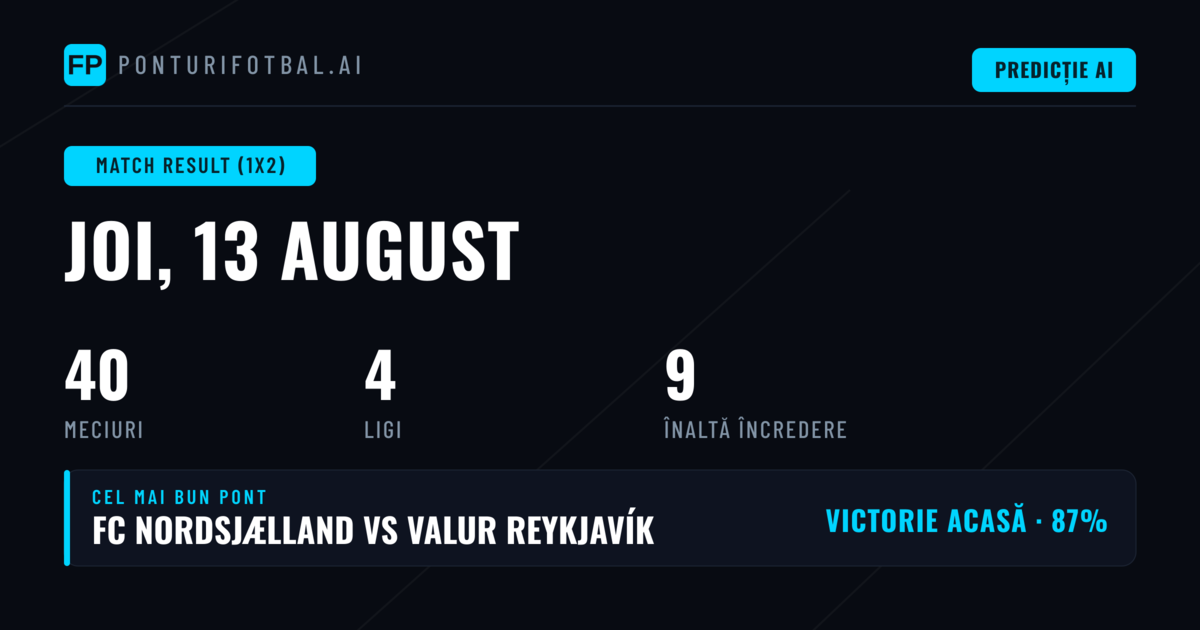 Top Selecții 1X2 pentru 13 Aug 2026