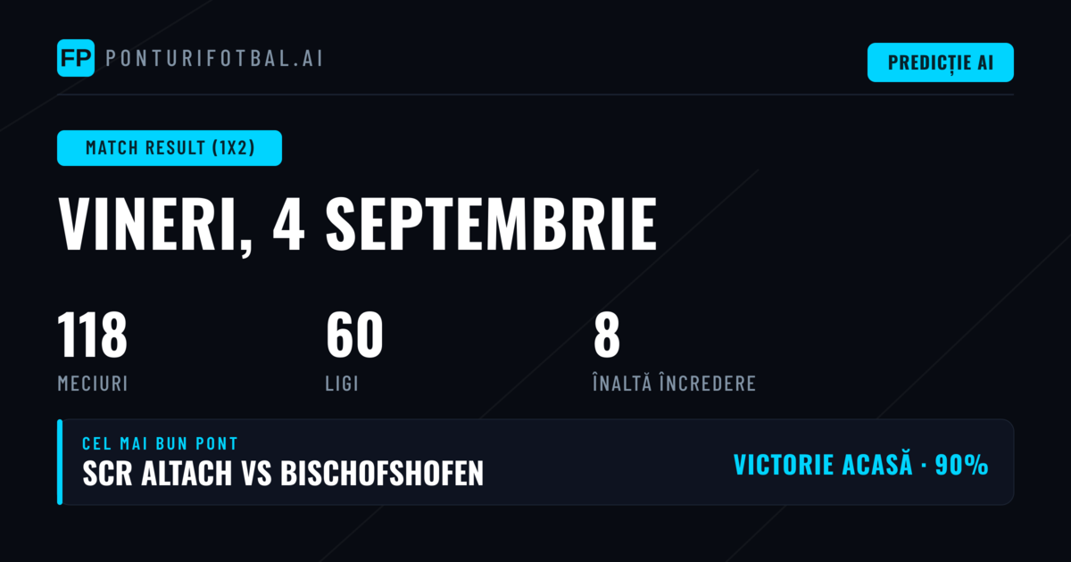 Top 1X2 Ponturi — 4 Sep 2026