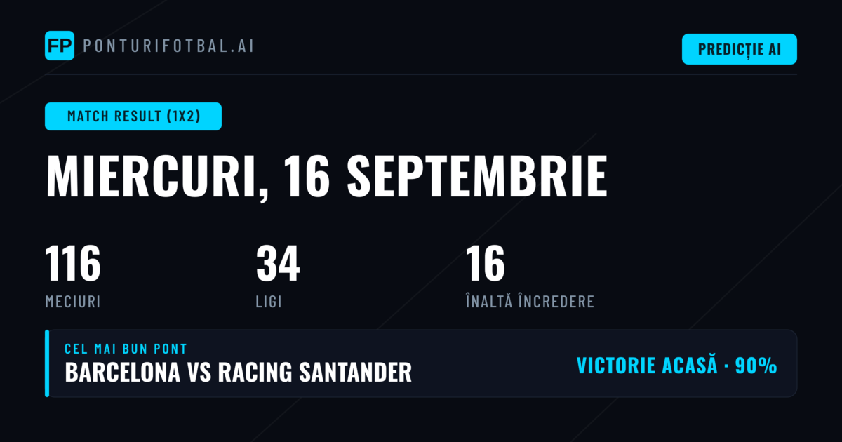 Top Ponturi 1X2 (16 Sep 2026)