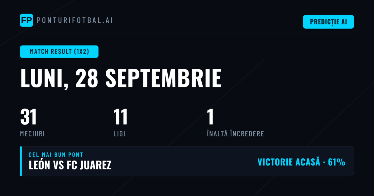 Top Selecții 1X2 (28 Sep 2026)