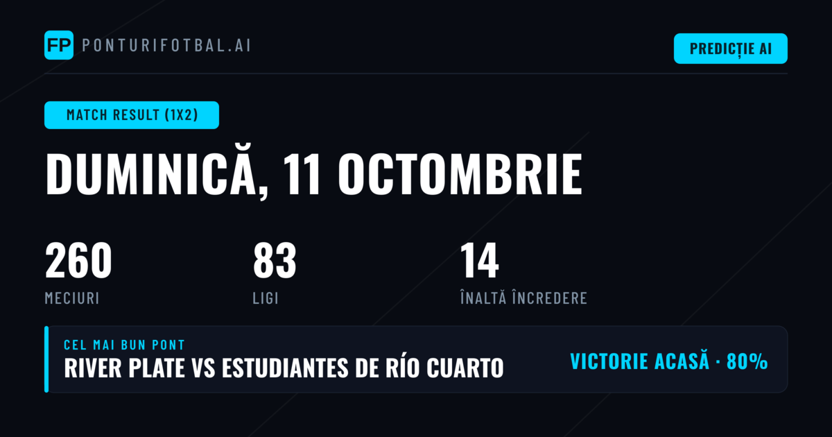 Top Selecții 1X2 din 11 Oct 2026