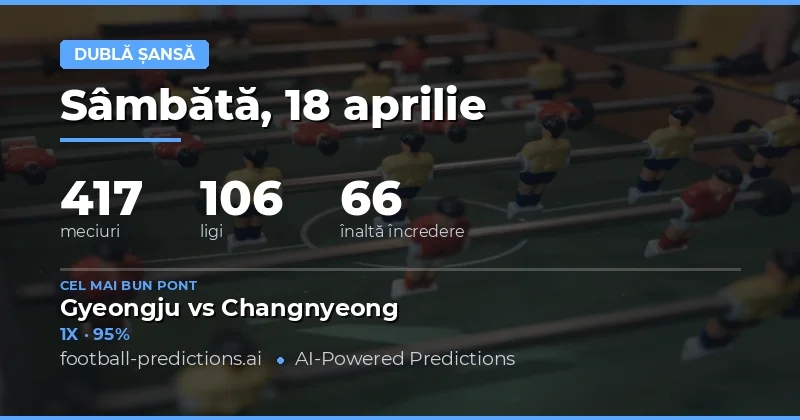 Predicții Double Chance pentru 18 aprilie 2026