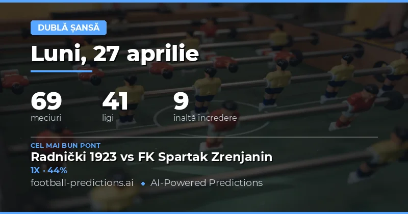 Predicții Double Chance pentru 27 Aprilie 2026