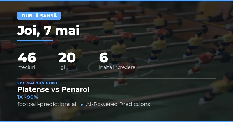 Previziuni Double Chance pentru 46 de Meciuri pe 7 Mai 2026