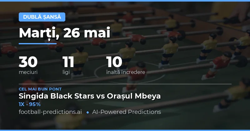 Pariuri sigure cu Double Chance pentru duminica din 26 Mai 2026