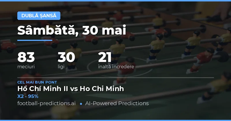 Predicții Double Chance pentru 30 Mai 2026
