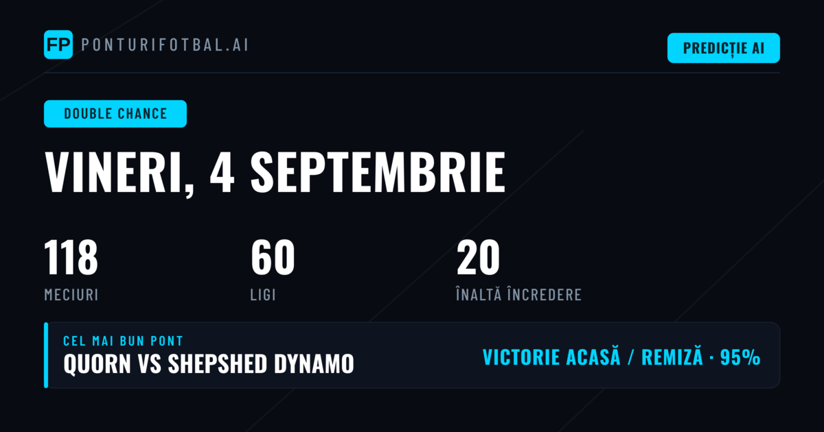 Top DC Ponturi pentru 4 Sep 2026