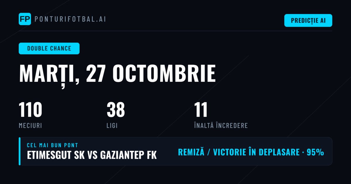 Cele mai bune alegeri DC pentru 27 octombrie 2026