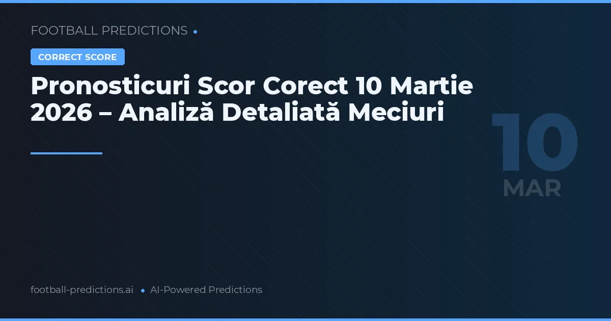 Pronosticuri Scor Corect 10 Martie 2026 – Analiză Detaliată Meciuri
