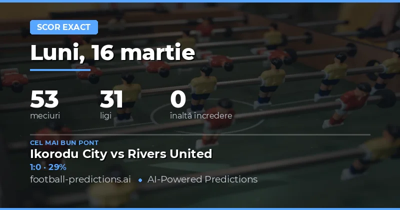 Scor exact predicții 16 martie 2026