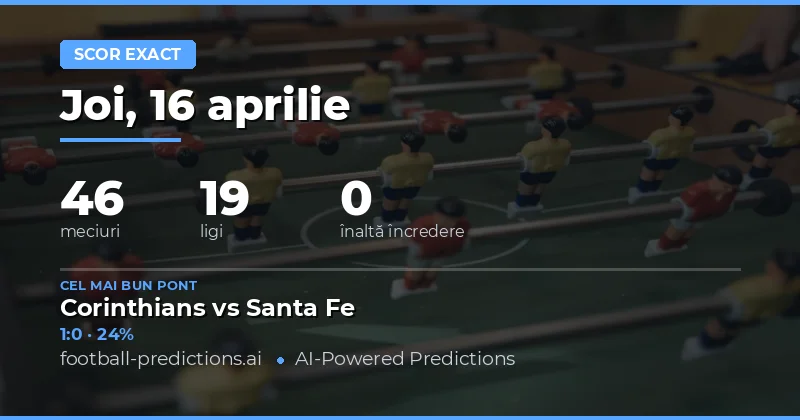 Predictii scor corect pentru 16 aprilie 2026