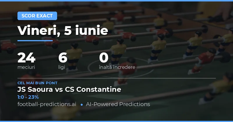 Previziuni Scor Exact: Ce Trebuie să Știi despre Meciurile din 5 Iunie 2026