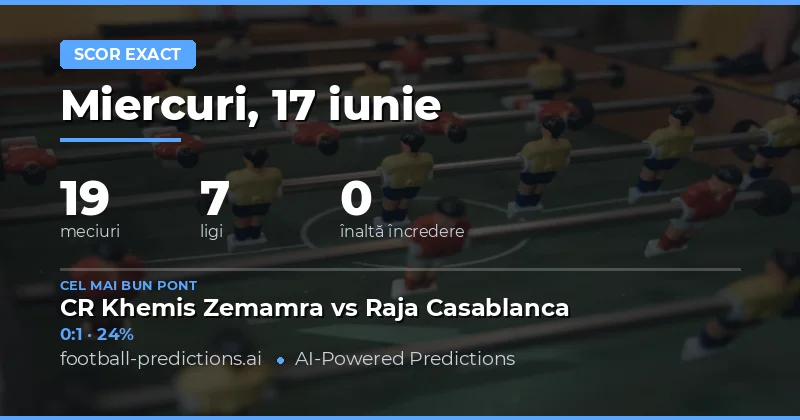 Previziuni Score Exact pentru 17 Iunie 2026: Analiza Tuturor Meciurilor