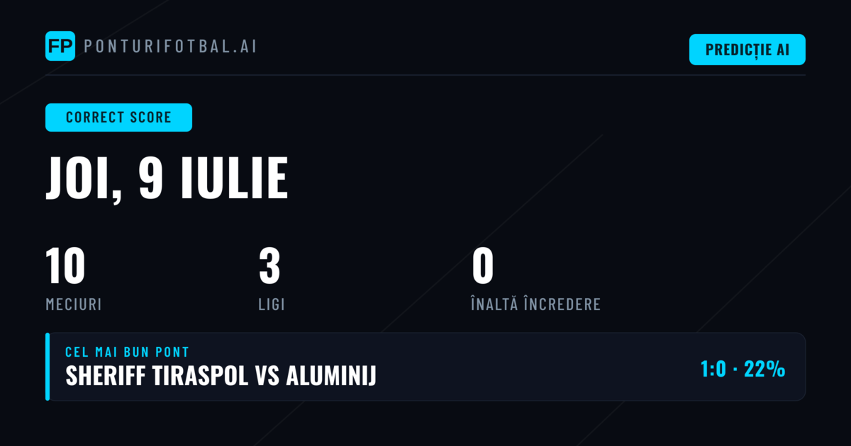 Predicții Score Exact pentru 9 Iulie 2026