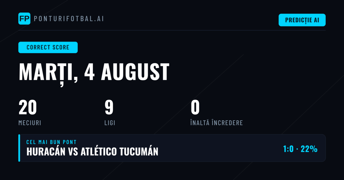 Introducere în Predicțiile Scor Exact pentru 4 August 2026