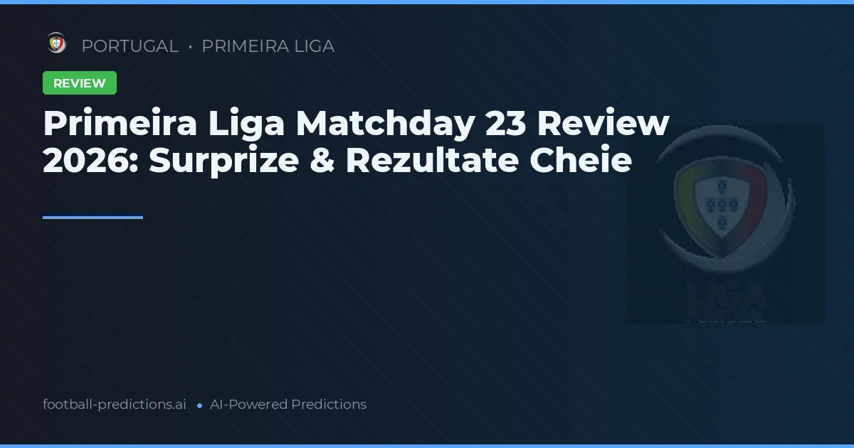 Primeira Liga Matchday 23 Review 2026: Surprize & Rezultate Cheie