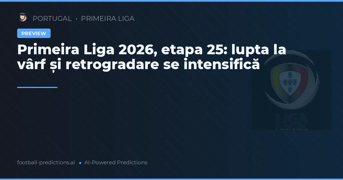 Primeira Liga 2026, etapa 25: lupta la vârf și retrogradare se intensifică