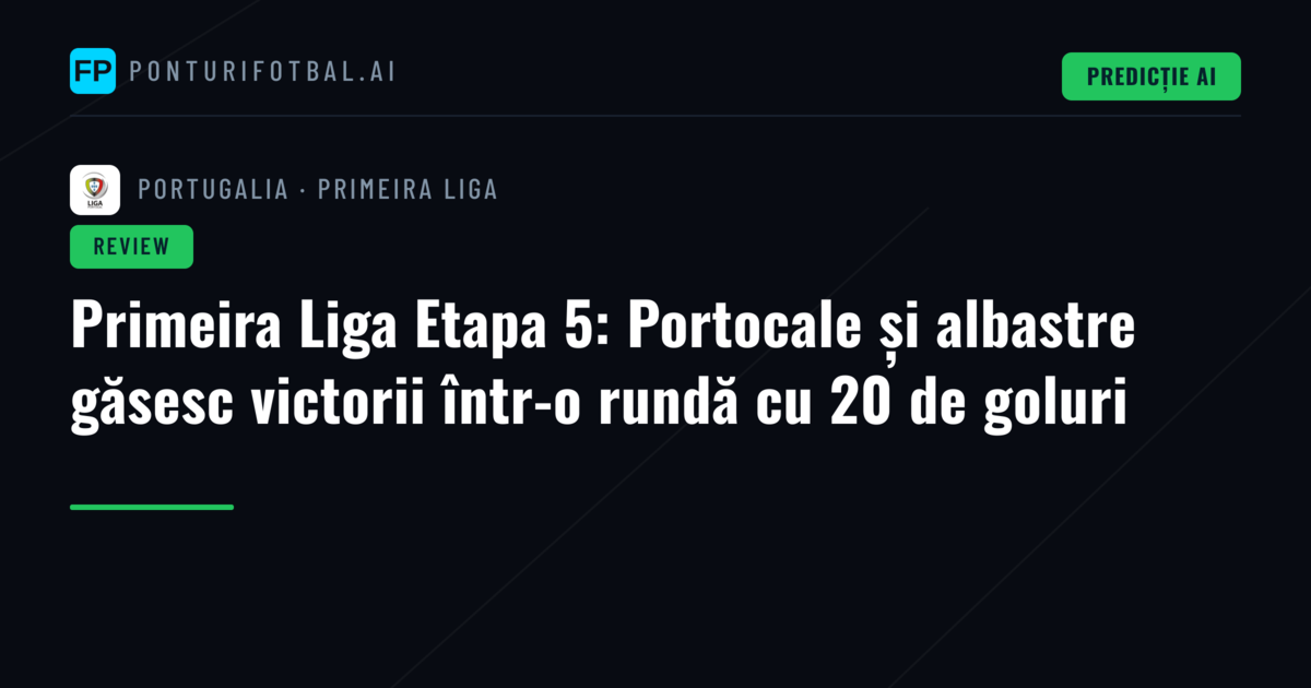 Primeira Liga Etapa 5: Portocale și albastre găsesc victorii într-o rundă cu 20 de goluri