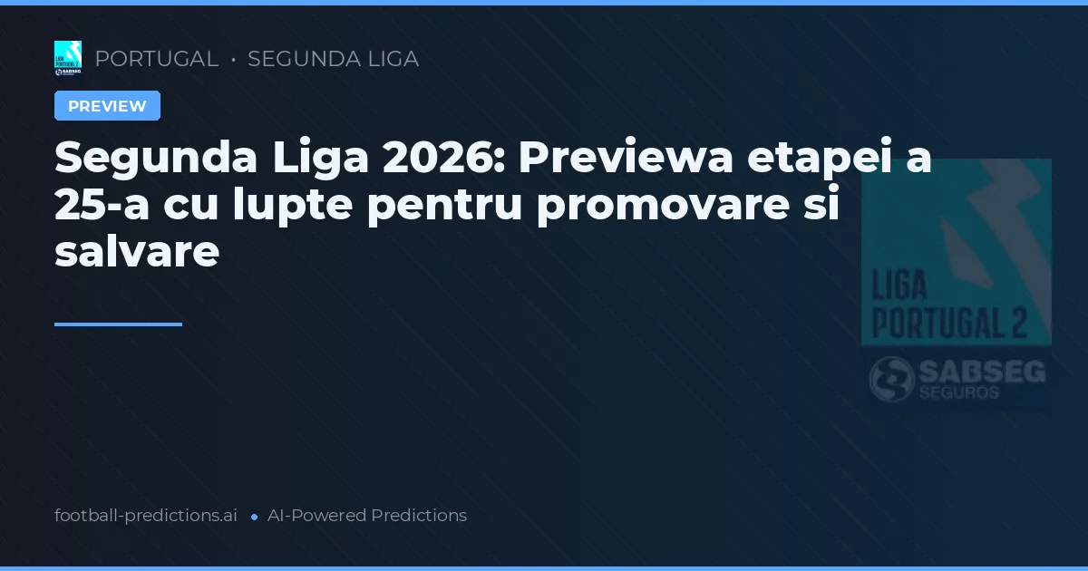 Segunda Liga 2026: Previewa etapei a 25-a cu lupte pentru promovare si salvare