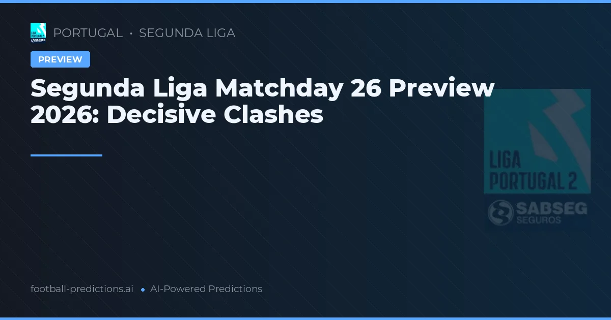Segunda Liga Matchday 26 Preview 2026: Decisive Clashes